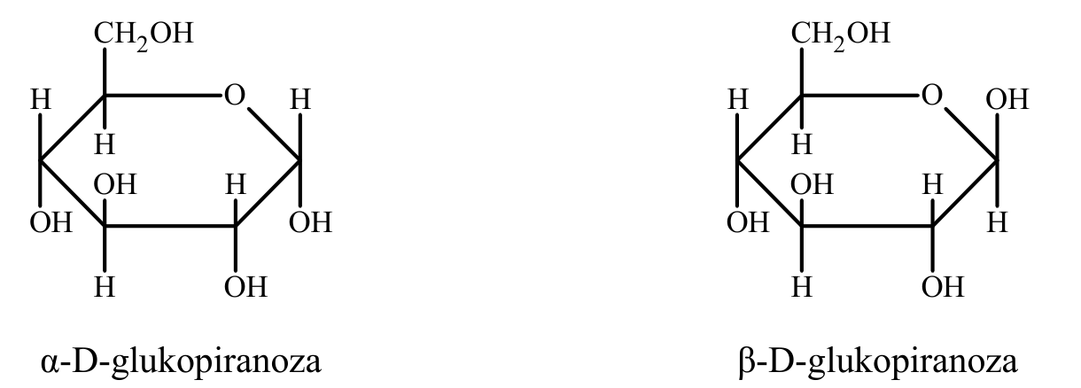 wzory taflowe (Hawortha) $\alpha$-D-glukopiranozy i $\beta$-D-glukopiranozy