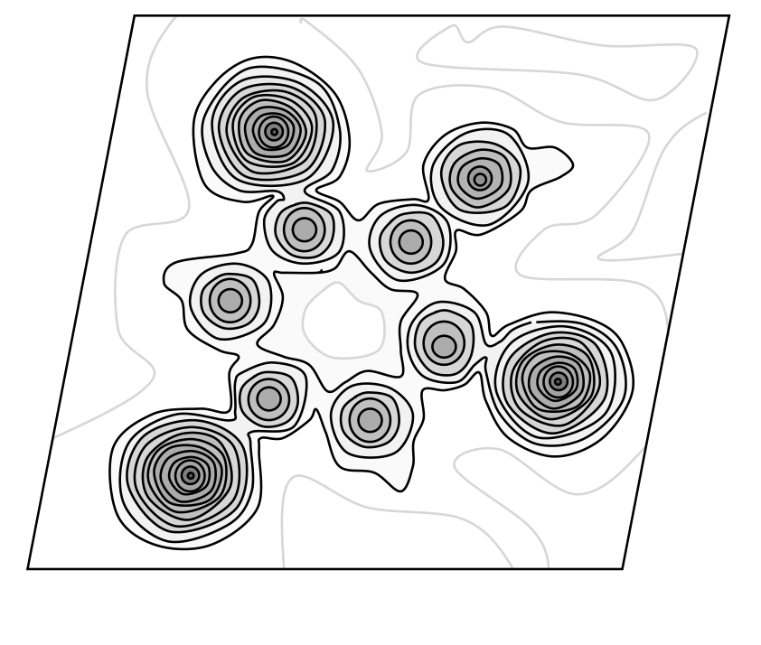 mapa gęstości elektronowej cząsteczki badanej halogenopochodnej fenolu