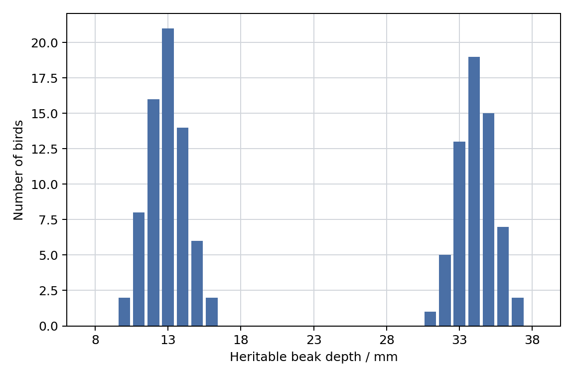 Distribution of beak depths