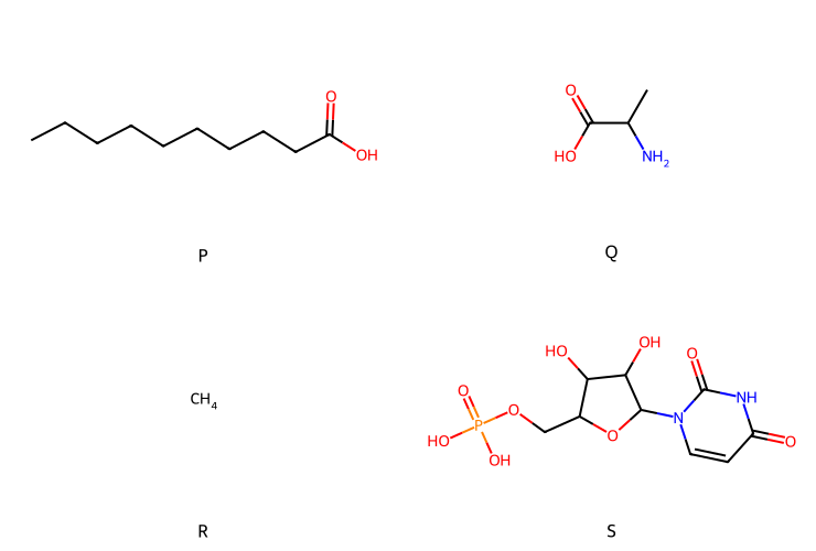 Four molecular structures