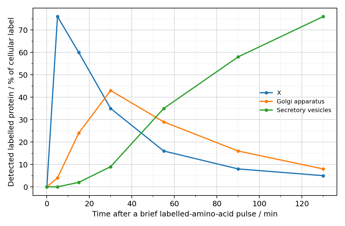 Labelled proteins over time