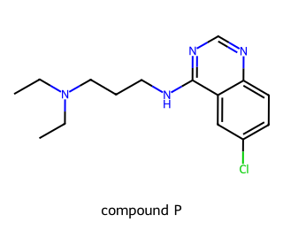 skeletal formula of compound P, a quinazoline derivative