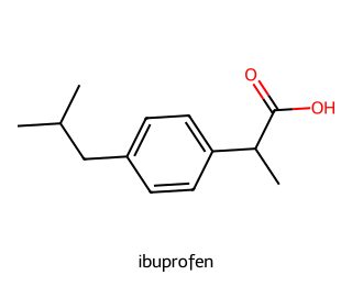 structural formula of ibuprofen