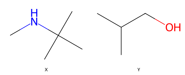 skeletal formulas of compound X and compound Y