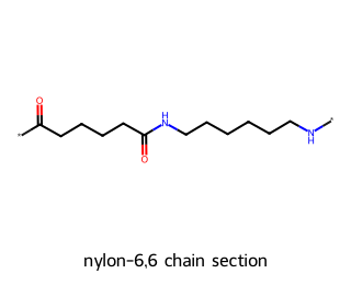 section of a polymer chain with continuation bonds