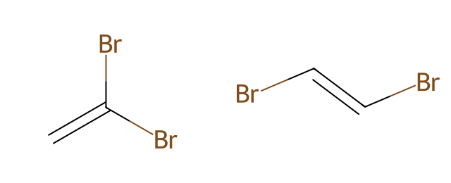 structural formulas of the two dibromoethene molecules of pair C