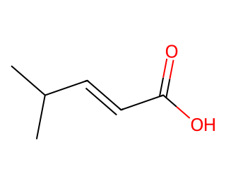 skeletal formula of a branched unsaturated carboxylic acid