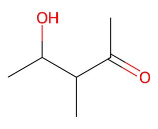 skeletal formula of 4-hydroxy-3-methylpentan-2-one
