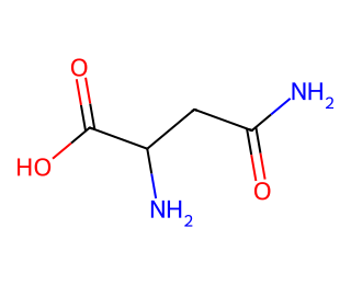 skeletal formula of asparagine, H2N-CH(COOH)-CH2-CONH2