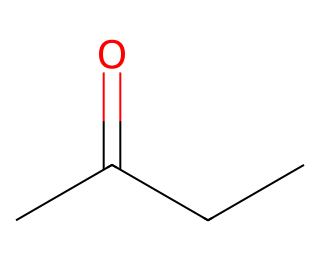 structural formula of butanone showing all atoms and bonds