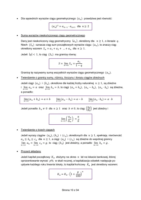Wybrane wzory matematyczne, strona 10 (oryginalna broszura CKE)