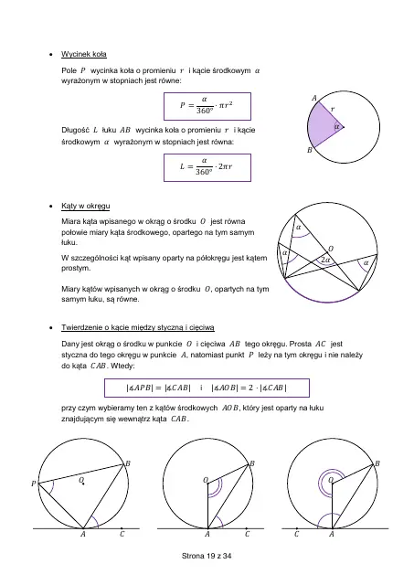 Wybrane wzory matematyczne, strona 19 (oryginalna broszura CKE)