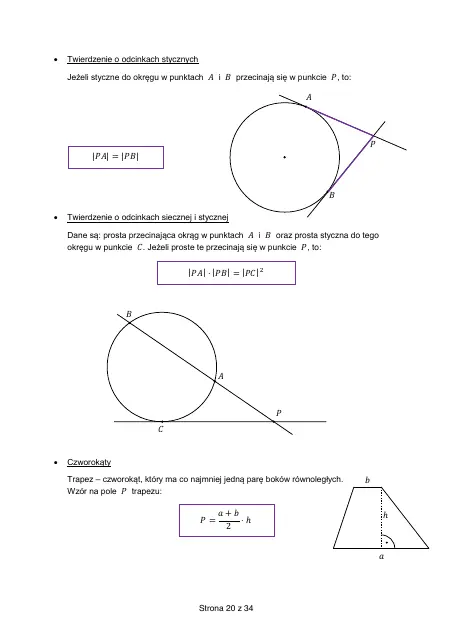 Wybrane wzory matematyczne, strona 20 (oryginalna broszura CKE)