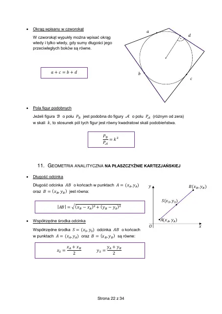 Wybrane wzory matematyczne, strona 22 (oryginalna broszura CKE)