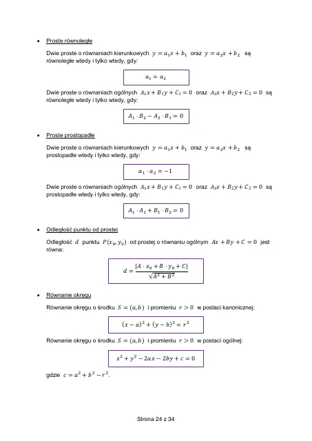 Wybrane wzory matematyczne, strona 24 (oryginalna broszura CKE)