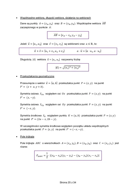 Wybrane wzory matematyczne, strona 25 (oryginalna broszura CKE)