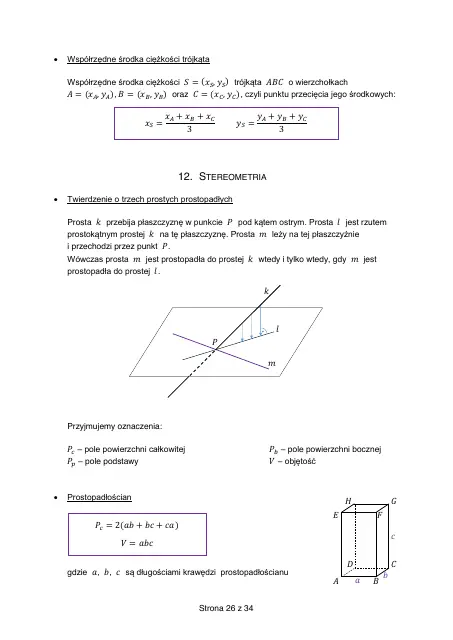 Wybrane wzory matematyczne, strona 26 (oryginalna broszura CKE)
