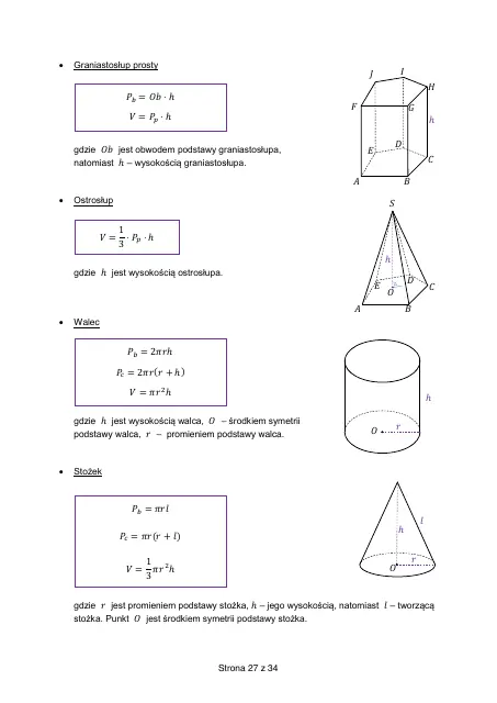 Wybrane wzory matematyczne, strona 27 (oryginalna broszura CKE)