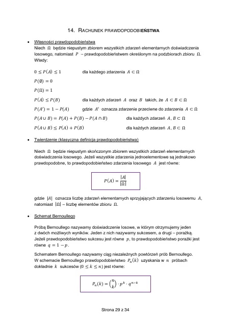Wybrane wzory matematyczne, strona 29 (oryginalna broszura CKE)