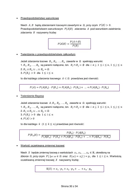 Wybrane wzory matematyczne, strona 30 (oryginalna broszura CKE)