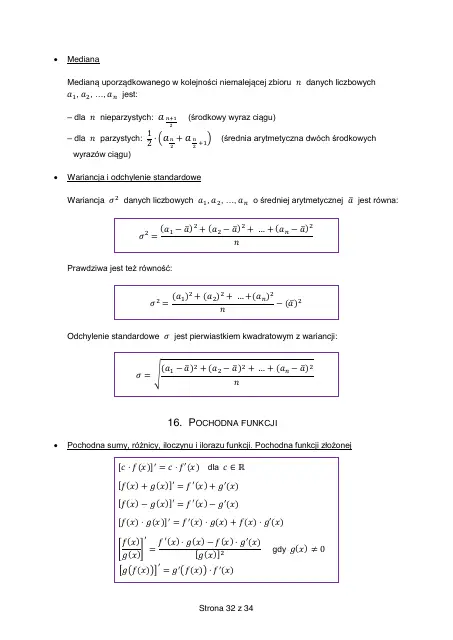 Wybrane wzory matematyczne, strona 32 (oryginalna broszura CKE)