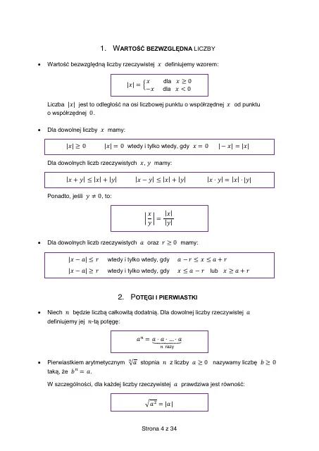 Wybrane wzory matematyczne, strona 4 (oryginalna broszura CKE)