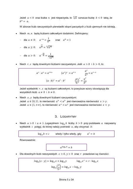 Wybrane wzory matematyczne, strona 5 (oryginalna broszura CKE)
