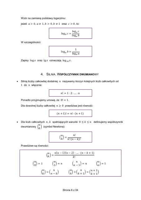 Wybrane wzory matematyczne, strona 6 (oryginalna broszura CKE)