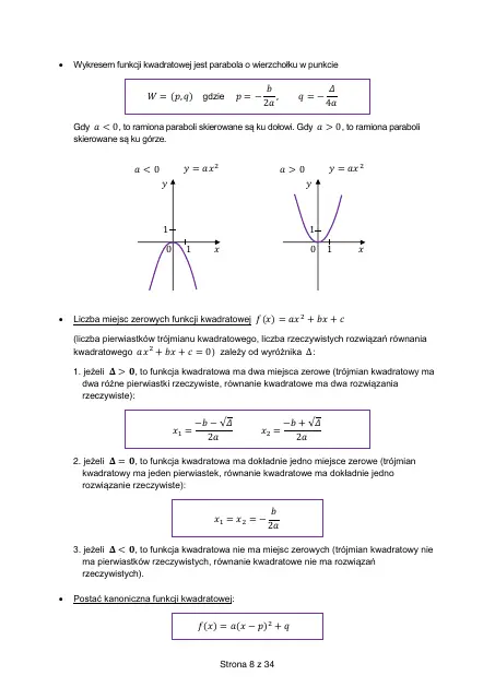 Wybrane wzory matematyczne, strona 8 (oryginalna broszura CKE)